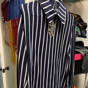 Navy and White Custom Horsemanship Top